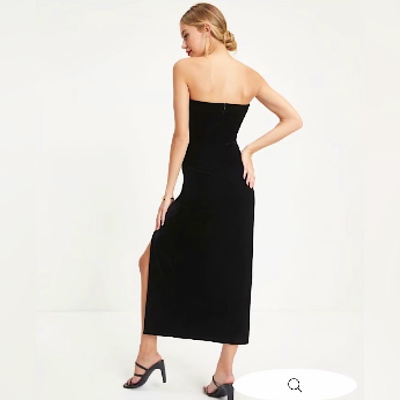 NWOT Vici Always You Strapless Black Velvet Midi Dress Sz Medium - Picture 3 of 5
